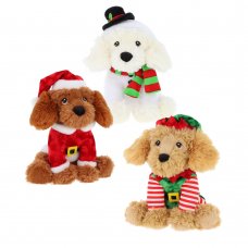 SX2727: 20cm Keeleco Cockapoo In Christmas Outfit- 3 Designs (100% Recycled)